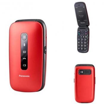 Panasonic KX-TU550EXR Teléfono Móvil Libre para Personas Mayores, 4G, 128MB RAM, 32GB Ampliables, Rojo