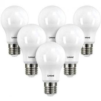 Linkind Bombilla LED regulable de 9 W, lámpara incandescente de 60 W reemplazada, E27 blanco cálido 2700 K, A60 806 lm, ERP, certificado CE, paquete de 6