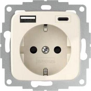 Toma de corriente USB 2USB InCharge Pro 15W con protección para niños, IP20, color crema brillante