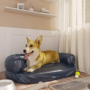 Cama para perros de espuma cuero sintético azul oscuro 75x53 cm