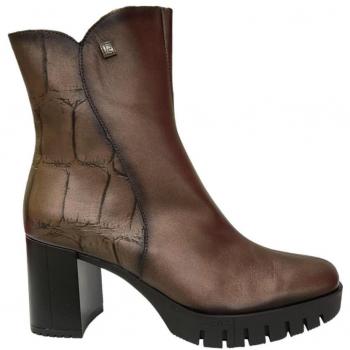 Botines de Mujer Jose Saenz en color marrón, piel metalizada bronce Muga, modelo Koda Metal Testa Moro