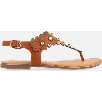 Sandalia de Piel con Flores y Tachas - Mujer