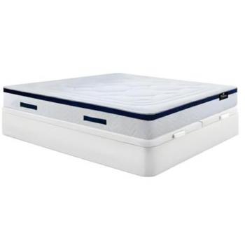 Cama 180 x 200 cm - canapé abatible blanco + colchón de muelles ensacados - MARQUIS de DREAMEA