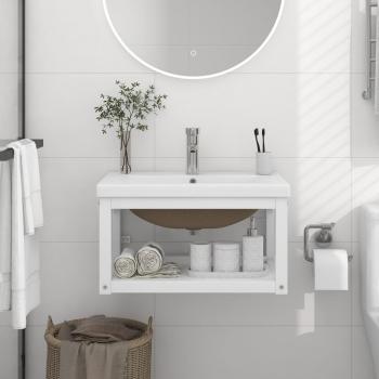 Estructura de baño con lavabo incorporado de hierro blanco