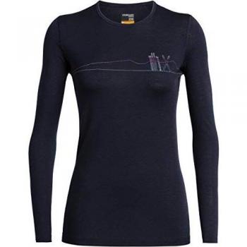 Icebreaker 200 Oasis LS Crewe Skis In Snow Midnight Navy XS