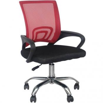Silla de Escritorio Classic Thinia Home con Ruedas, Respaldo de Malla Transpirable, Soporte Lumbar, Reposabrazos, Altura Ajustable, Ergonómica, Rojo y Negro