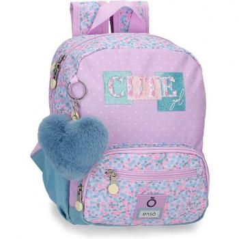 Mochila escolar Enso Cute Girl 28cm con diseño de niña y bolsillos frontales
