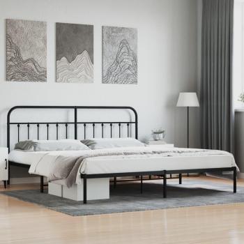 Cabecero de metal negro con patas redondas 200x200 cm, estructura de cama con cabecero metal negro 200x200 cm Vidaxl Negro