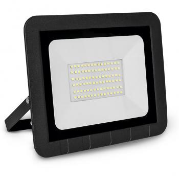 Proyector LED Plano Negro Matel IP65 50W Luz Cálida Ahorro Energía Instalación Directa