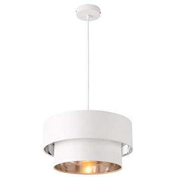 Lámpara Colgante Lopar E27 60W Metal Tela 149 x Ø 40 cm Blanco y Plata