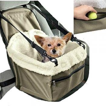Transportín de coche para asiento, cesta para sillita de perro, gato, mascotas con correas de seguridad y suave acolchado interno.