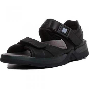 Shark Fit Black Full Grain Leather Men's Sandals