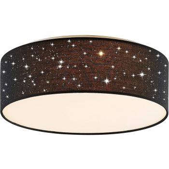 Plafón LED Lindby Ellamina, 40 cm, negro, moderno, hecho de textura, tela y seda para salón y comedor (1 lámpara)