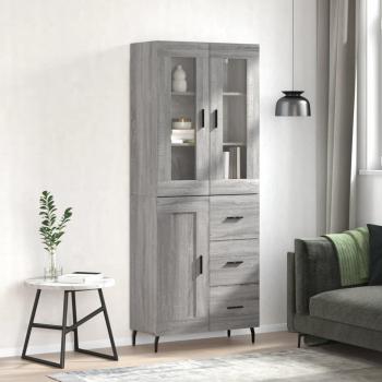 Aparador alto de madera contrachapada gris sonoma 69,5x34x180 cm