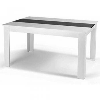 Mesa de comedor rectangular Georgia para 8 personas en blanco y gris 160 x 90 cm