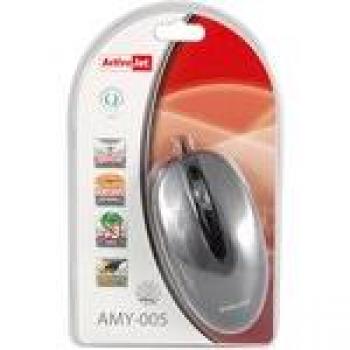ActiveJet AMY-005 USB Óptico 800DPI Ambidextro Negro, Gris - Ratón