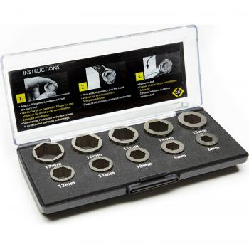 CK Kit de tuercas y pernos hexagonales de metal con huella encastre de llave, contiene 10 piezas, juego de destornilladores y tuercas, 8 - 17 mm, incluye tuerca de resc