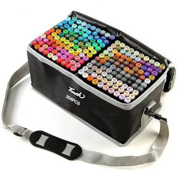 Set de marcadores de alcohol Extralink 204 colores con puntas dobles