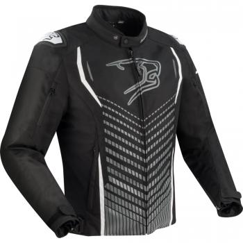 Bering Chaqueta de Moto Gang Textil Impermeable Negro-Gris-Blanco 4XL
