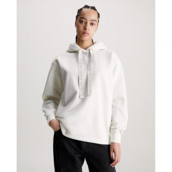 Sudadera con capucha Calvin Klein Jeans Logo Drawcord blanca para mujer - XS