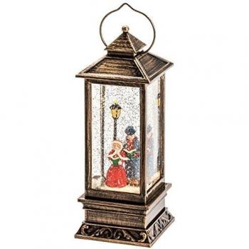 Lámpara LED de Navidad estilo Charles Dickens, 1 llama, función temporizador de 5 horas, interior, agua rellena, luz cálida