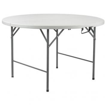 Mesa Plegable Redonda Efecto Granito Blanco Ø121x74cm Thinia Home