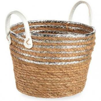 Cesta Decorativa Natural Plateado 26 x 26,5 x 26 cm