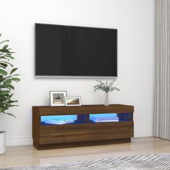 Mueble de TV con luces LED 100x35x40 cm en color roble marrón