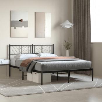 Cabecero de cama de metal negro 150x200 cm con estructura, modelo Vidaxl