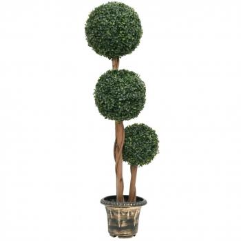vidaXL Artificial Boxwood Plant with Pot Ball Shaped Green 119 cm