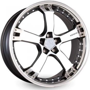 Llantas KESKIN KT10 Humerus 9.5x18 ET25 5x100 NB63.4 Acabado Negro Mate con Bisel Pulido de Acero