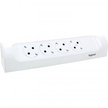 Regleta Legrand 694503, Regleta de enchufes en ángulo con 4 Tomas de Corriente y Color Blanco