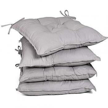 Set de 4 cojines para sillas gris claro 40x40x8cm, viscoelásticos, interiores y exteriores