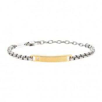 Pulsera de Hombre Breil TAG Y CRUZ en Acero Color Plata con Zirconia - Talla 22 - Mod. TJ3226