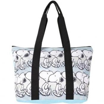 Bolso de Playa Snoopy con Asas y Cremallera Azul 15x47x33 cm Cerdá