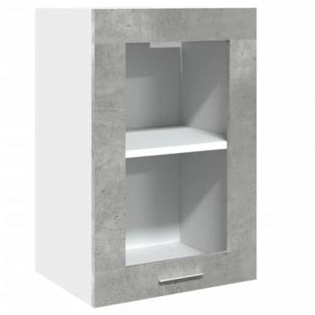 Armario colgante de cristal contrachapada gris hormigón 40x31x60cm, Vitrina Colgante, Vitrina de Pared, Armario de Pared