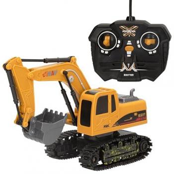 Excavadora teledirigida Speed & Go 1:24, Luz y sonido, Giro 360º, Control remoto 5 funciones, Cargador incluido, Juguete de construcción para niños +4