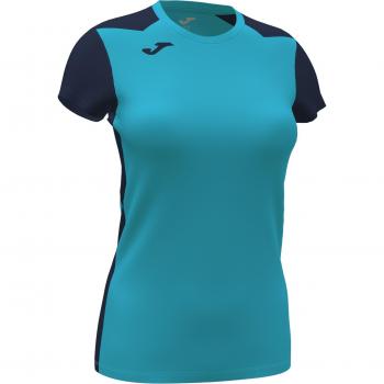 Joma Record II Women's Short Sleeve Fluorescent Turquoise-Navy T-Shirt