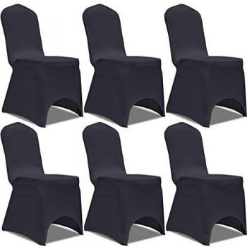 vidaXL Funda de Silla Elástica 6 Uds Gris Adecuado para Todas Las Sillas Comunes