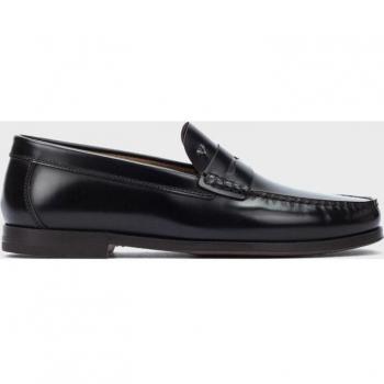 Mocasines de piel negros Forthill 1623 con detalle de antifaz para hombre