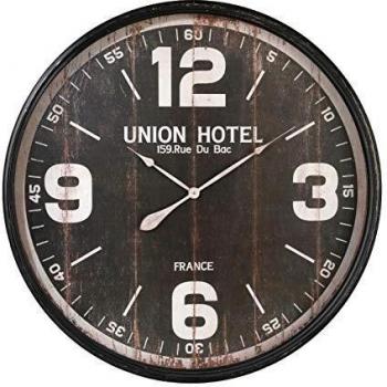 Reloj de pared vintage 90 cm - modelo Hôtel - metal negro
