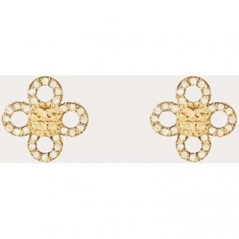 Tory Burch Kira Clover Yellow Brass Earrings - One Size