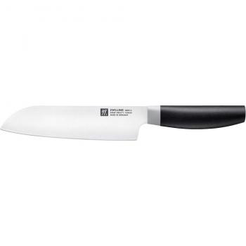 Cuchillo Santoku Zwilling Now S - Filo Suave, Acero Inoxidable, Mango Negro Ergonómico