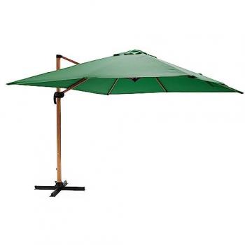 Sombrilla colgante cuadrada 3x3 m efecto madera color cactus verde