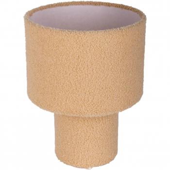 Lámpara de mesa Fluffy, beige, altura 31 cm, textil E27 cilíndrica