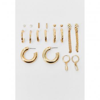 Gold Diamanté Hoop Earrings Set of 6