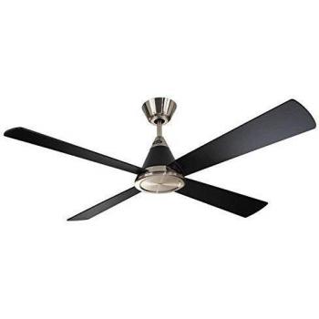 Ventilador de techo DC 132 cm moderno lacado negro y cromo cepillado con aspas negras CASAFAN Eco Cono BN