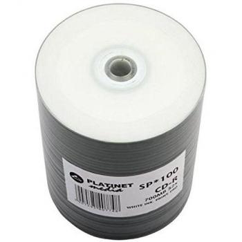 Spindel 41011 - Caja de 100 CD-R 700 MB 52x Pro de Color Blanco para Imprimir en Toda su Superficie