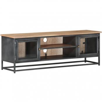 Mueble para TV de madera maciza de acacia y acero gris 120x30x40cm