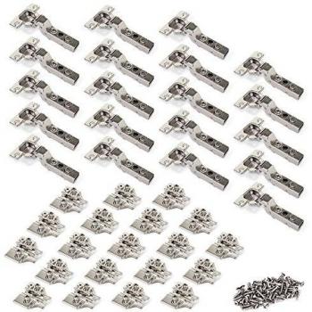 Emuca 1012607 Pack de 20 bisagras de cazoleta Ø35mm 100° para puerta arremetida y suplementos Euro con regulación excéntrica
